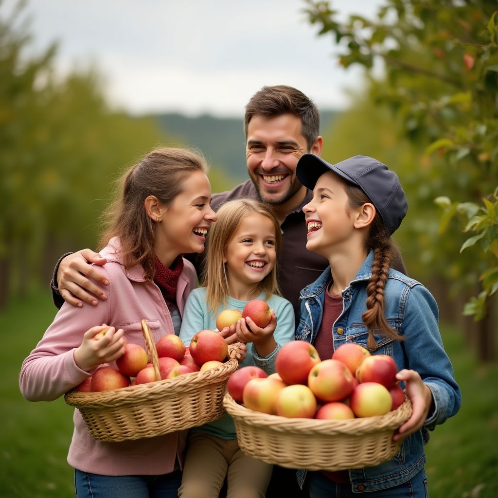 Family enjoying a fruit picking tour