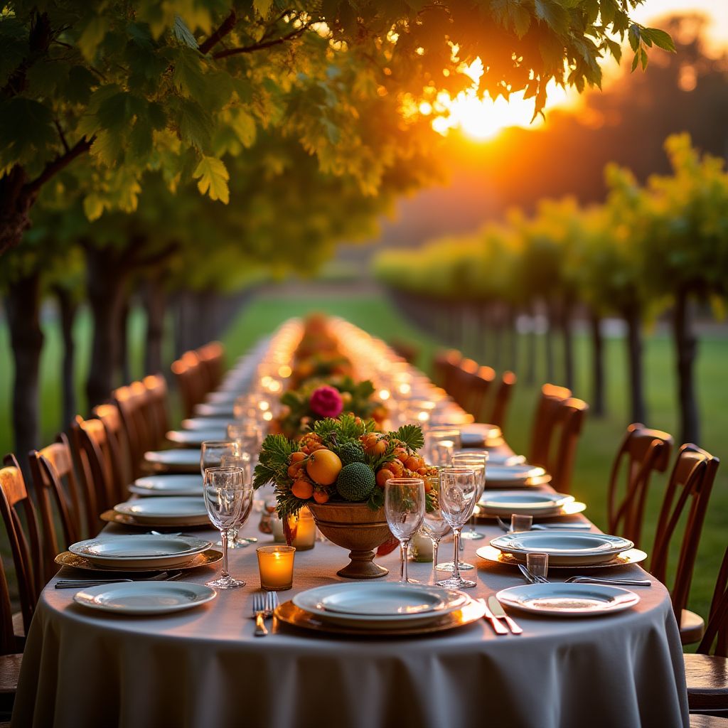 A farm-to-table dinner in a vineyard