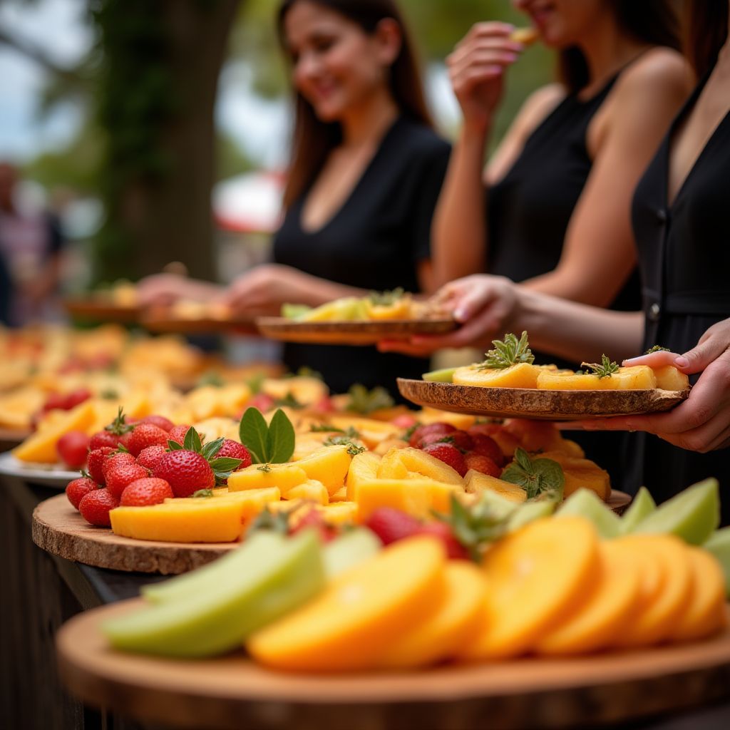 A fruit tasting event with various exotic fruits