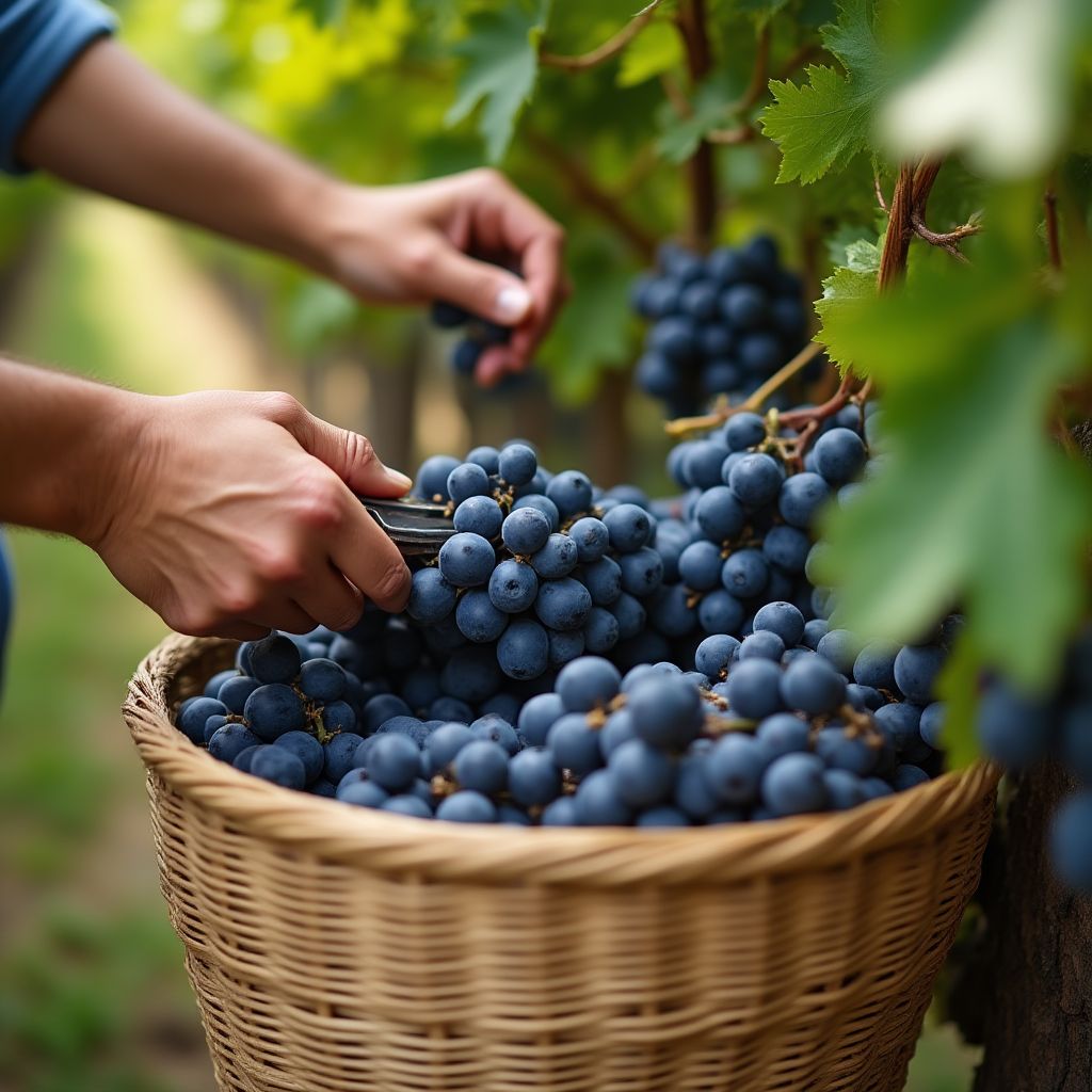 Tourists participating in grape harvest