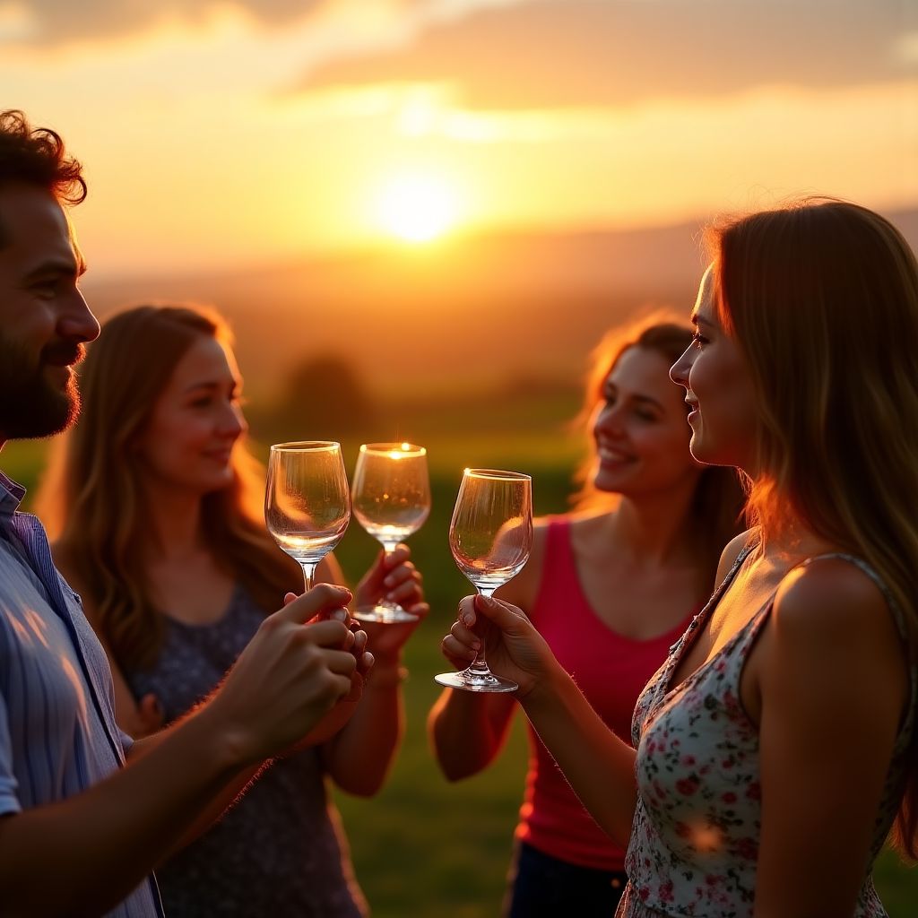 Wine tasting in a vineyard